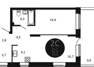 Продажа 2-ком. квартиры, 54.3 м2, Новосибирск