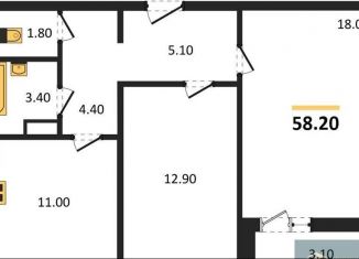 Продается 2-комнатная квартира, 58.2 м2, Воронеж, улица Пескова, 6, Центральный район