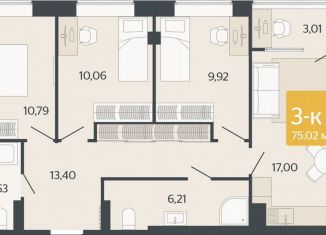 Трехкомнатная квартира на продажу, 75 м2, Екатеринбург, метро Ботаническая, Короткий переулок, 4