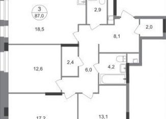 Продажа 3-комнатной квартиры, 87 м2, Москва