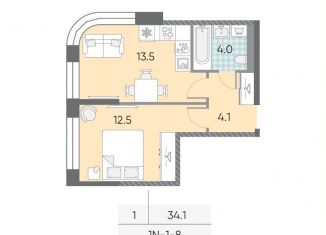 Продается 1-ком. квартира, 34.1 м2, Москва, станция Верхние Котлы