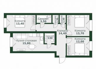 3-ком. квартира на продажу, 78.2 м2, Челябинская область, Спортивная улица, 3