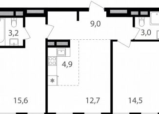 Продажа 2-комнатной квартиры, 62.9 м2, Москва, метро Семеновская