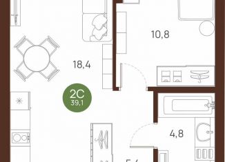 Продаю 1-ком. квартиру, 39.1 м2, Новосибирск, метро Площадь Ленина