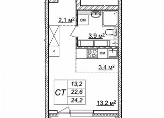 Продается квартира студия, 24.2 м2, Нижний Новгород, жилой комплекс Новая Кузнечиха, 13, ЖК Новая Кузнечиха