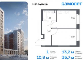 Продается 1-ком. квартира, 35.7 м2, деревня Столбово, ЖК Эко Бунино, 13