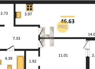 Продается однокомнатная квартира, 46.6 м2, Новосибирск, метро Студенческая