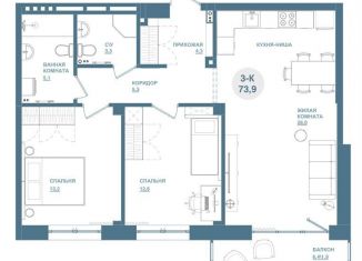 Продажа 3-комнатной квартиры, 73.7 м2, Красноярский край, Свердловская улица