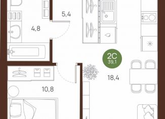 Продам однокомнатную квартиру, 39.1 м2, Новосибирск, метро Площадь Ленина