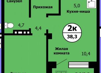 Продаю двухкомнатную квартиру, 38.3 м2, Красноярск, улица Лесников, 41Б, Свердловский район