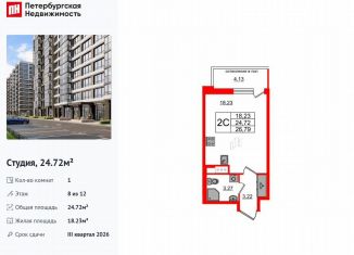 Продажа квартиры студии, 24.7 м2, Санкт-Петербург, метро Проспект Ветеранов