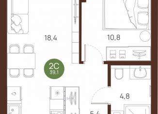 Продажа однокомнатной квартиры, 39.1 м2, Новосибирск, метро Площадь Ленина