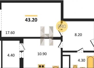 Продажа 1-комнатной квартиры, 43.2 м2, Воронеж, ЖК Высота, Краснознамённая улица, 57/5