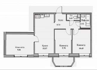 Продаю 3-ком. квартиру, 54.5 м2, Санкт-Петербург, Гладышевский проспект, 38к4, муниципальный округ Лахта-Ольгино