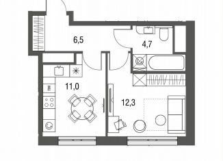 1-ком. квартира на продажу, 34.5 м2, Москва, Тагильская улица, 2к1, Бульвар Рокоссовского