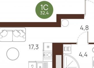 Продам квартиру студию, 32.4 м2, Новосибирск, метро Площадь Ленина