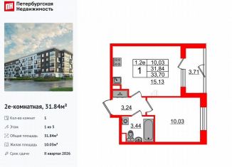 Продажа 1-комнатной квартиры, 31.8 м2, Санкт-Петербург, муниципальный округ Пулковский Меридиан