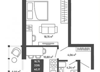 Продажа 1-ком. квартиры, 40.3 м2, Новосибирск, Октябрьский район, улица Стофато, 26