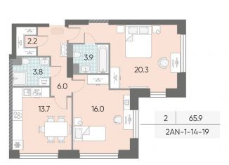 Продается 2-ком. квартира, 65.9 м2, Москва, станция Верхние Котлы