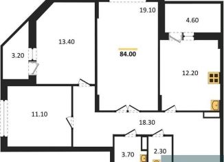 Трехкомнатная квартира на продажу, 84 м2, Воронеж, Краснознамённая улица, 57/5, ЖК Высота