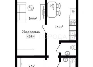 Продается 1-ком. квартира, 42.4 м2, Новосибирск, Октябрьский район, улица В. Высоцкого, 54/1