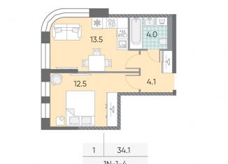 Продам 1-ком. квартиру, 34.1 м2, Москва, Даниловский район