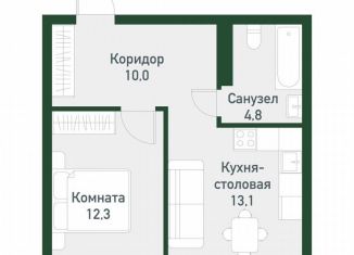 Продаю 1-комнатную квартиру, 40.2 м2, посёлок Западный, Спортивная улица, 12