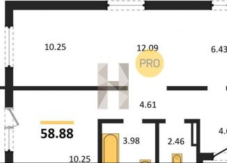 Продаю однокомнатную квартиру, 58.9 м2, Новосибирская область