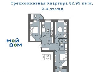 Продается 3-комнатная квартира, 85.3 м2, Ульяновская область, проспект Гая, 35Б