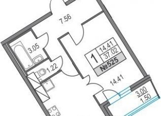 Продам 1-ком. квартиру, 37 м2, Санкт-Петербург, ЖК Приморский Квартал, Ипподромный переулок, 1к3