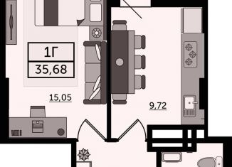 1-комнатная квартира на продажу, 35.7 м2, Ростовская область