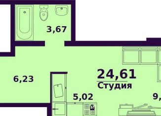 Продается квартира студия, 24.6 м2, Ульяновск, ЖК Сиреневый, жилой комплекс Сиреневый, 4