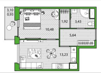 Продажа однокомнатной квартиры, 35.6 м2, Санкт-Петербург, метро Проспект Просвещения