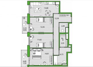 Продается трехкомнатная квартира, 79.1 м2, Санкт-Петербург, ЖК Френдс