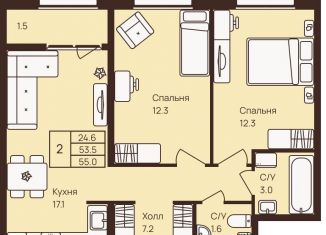 Продается 2-комнатная квартира, 55 м2, деревня Новое Девяткино, ЖК Девяткино