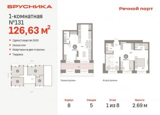 Продажа 1-комнатной квартиры, 126.6 м2, Тюмень, ЖК Речной Порт, Профсоюзная улица, 6к1