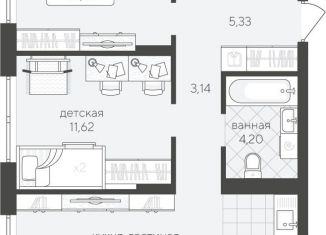 Продаю двухкомнатную квартиру, 63.1 м2, Тюмень, ЖК Скандиа Квартал у Озера