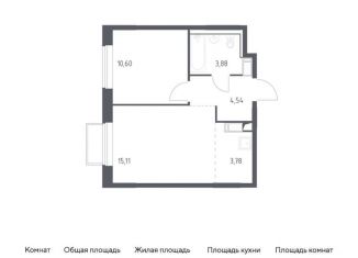 Продам однокомнатную квартиру, 37.9 м2, посёлок Мирный, жилой комплекс Томилино Парк, к5.4