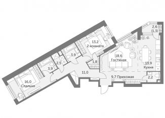 Трехкомнатная квартира на продажу, 98 м2, Москва, ЖК Архитектор