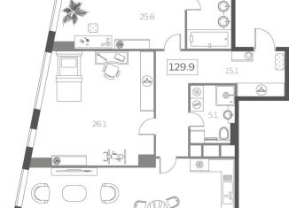 Продажа трехкомнатной квартиры, 129.9 м2, Москва, Мытная улица, 40к2, ЖК Скай Хаус