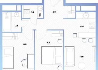 Двухкомнатная квартира на продажу, 41.6 м2, Москва, метро Окская, Окская улица, 7А