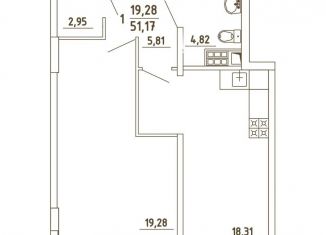 Продаю однокомнатную квартиру, 51.2 м2, деревня Бородки, Парковая улица, 1