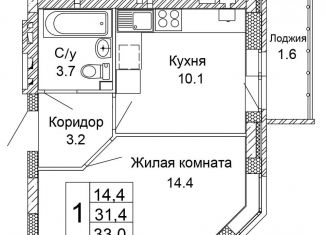 Однокомнатная квартира на продажу, 33 м2, Волгоград