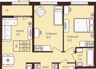 2-комнатная квартира на продажу, 55 м2, деревня Новое Девяткино, ЖК Девяткино