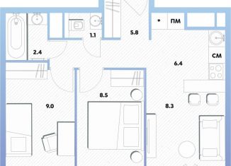 Продаю 2-ком. квартиру, 42.1 м2, Москва, Окская улица, 7А, метро Окская