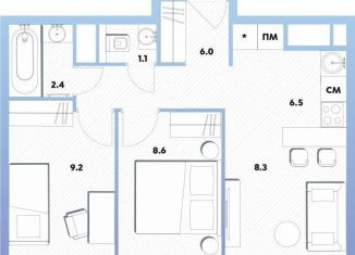 Продается двухкомнатная квартира, 41.5 м2, Москва, Окская улица, 7А, метро Окская