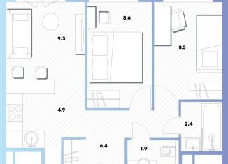 Продаю 2-комнатную квартиру, 42.1 м2, Москва, Окская улица, 7А, метро Окская