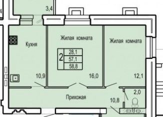 Продажа двухкомнатной квартиры, 58.8 м2, Орёл, ЖК Северная Звезда, улица Родзевича-Белевича, 5