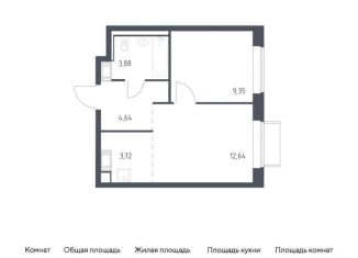 Однокомнатная квартира на продажу, 34.2 м2, посёлок Мирный, жилой комплекс Томилино Парк, к6.1