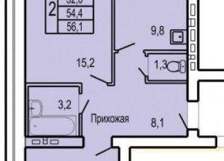 Продается 2-ком. квартира, 56.1 м2, Орёл, улица Родзевича-Белевича, 5, ЖК Северная Звезда